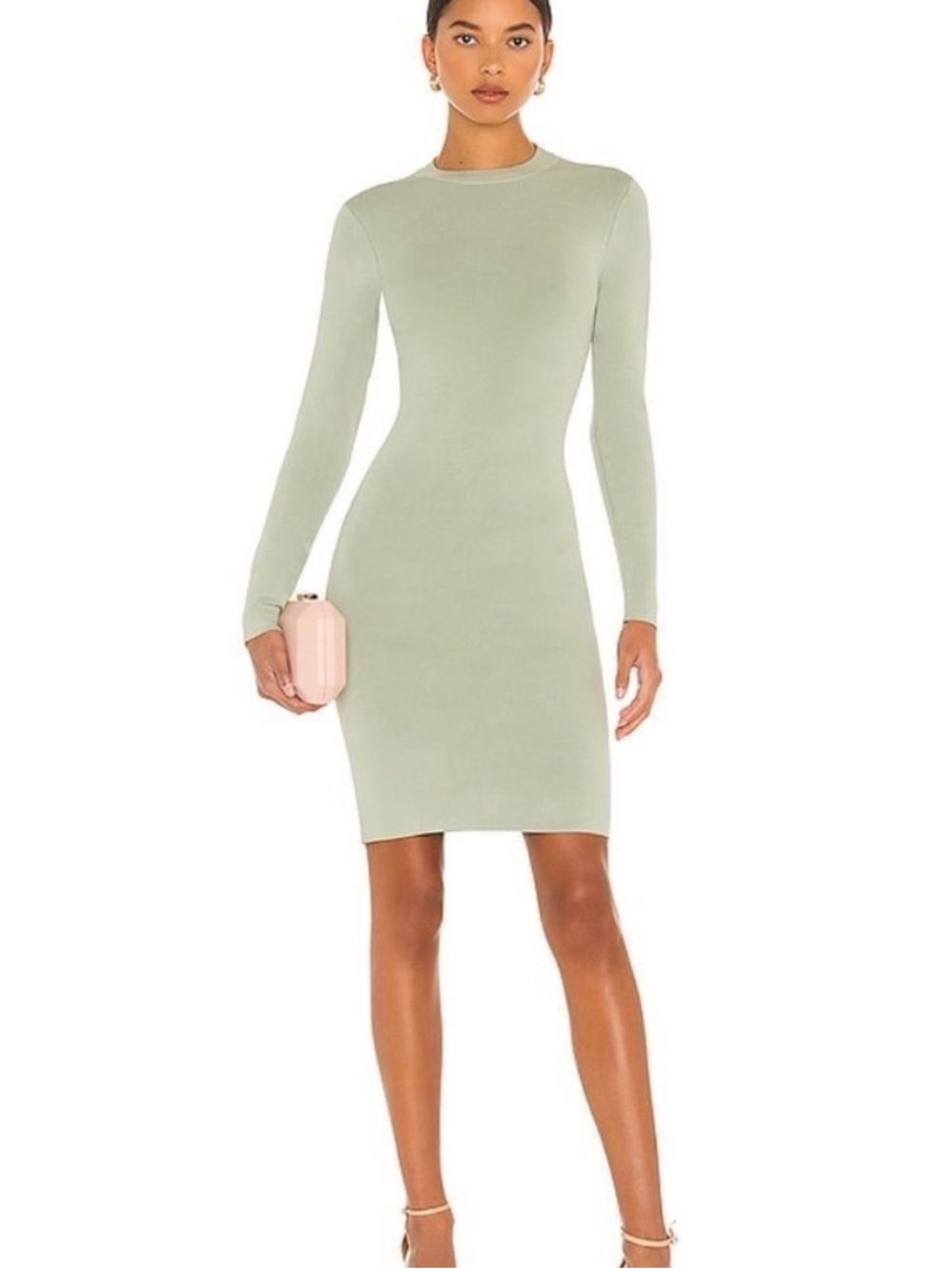 Alice + Olivia Sage Green Estella Twist Back Bodycon Stretch Mini Dress